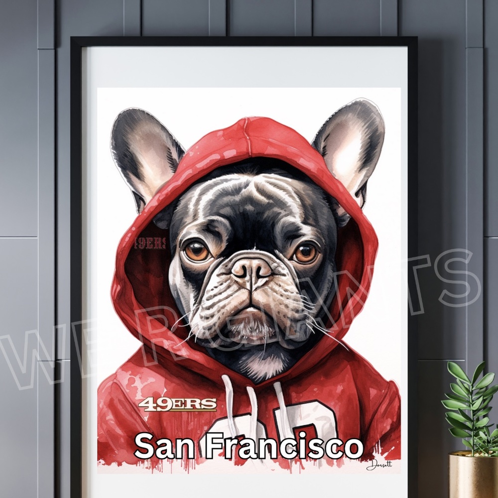 San Francisco 49ers Frenchie Poster Print Wall Art Wall NFL Art 11x14 Print